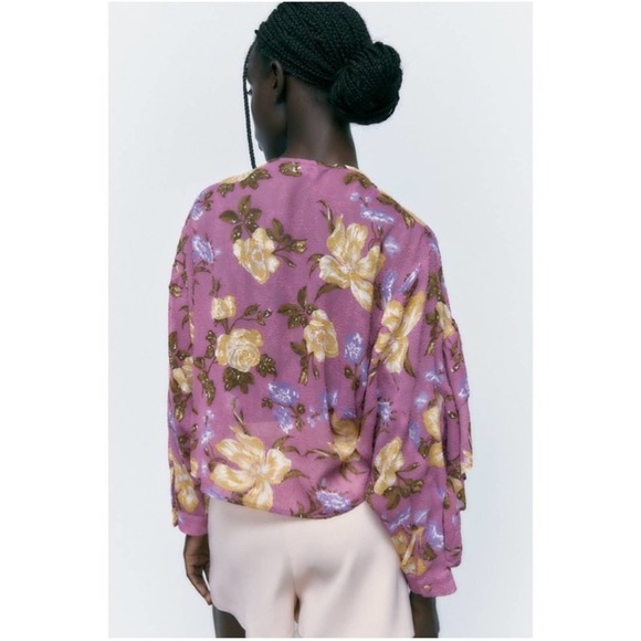 NWT ZARA MULTICOLOR FLORAL PRINT TOP / BLOUSE - NWT - Picture 5 of 10